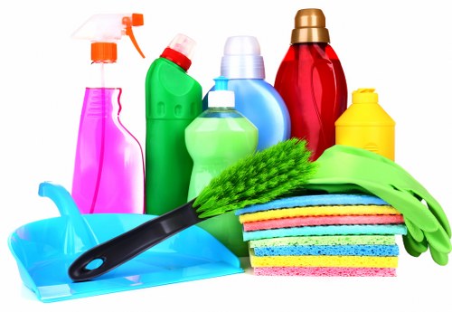 Charity reuse and recycling partnership scene with donated household items